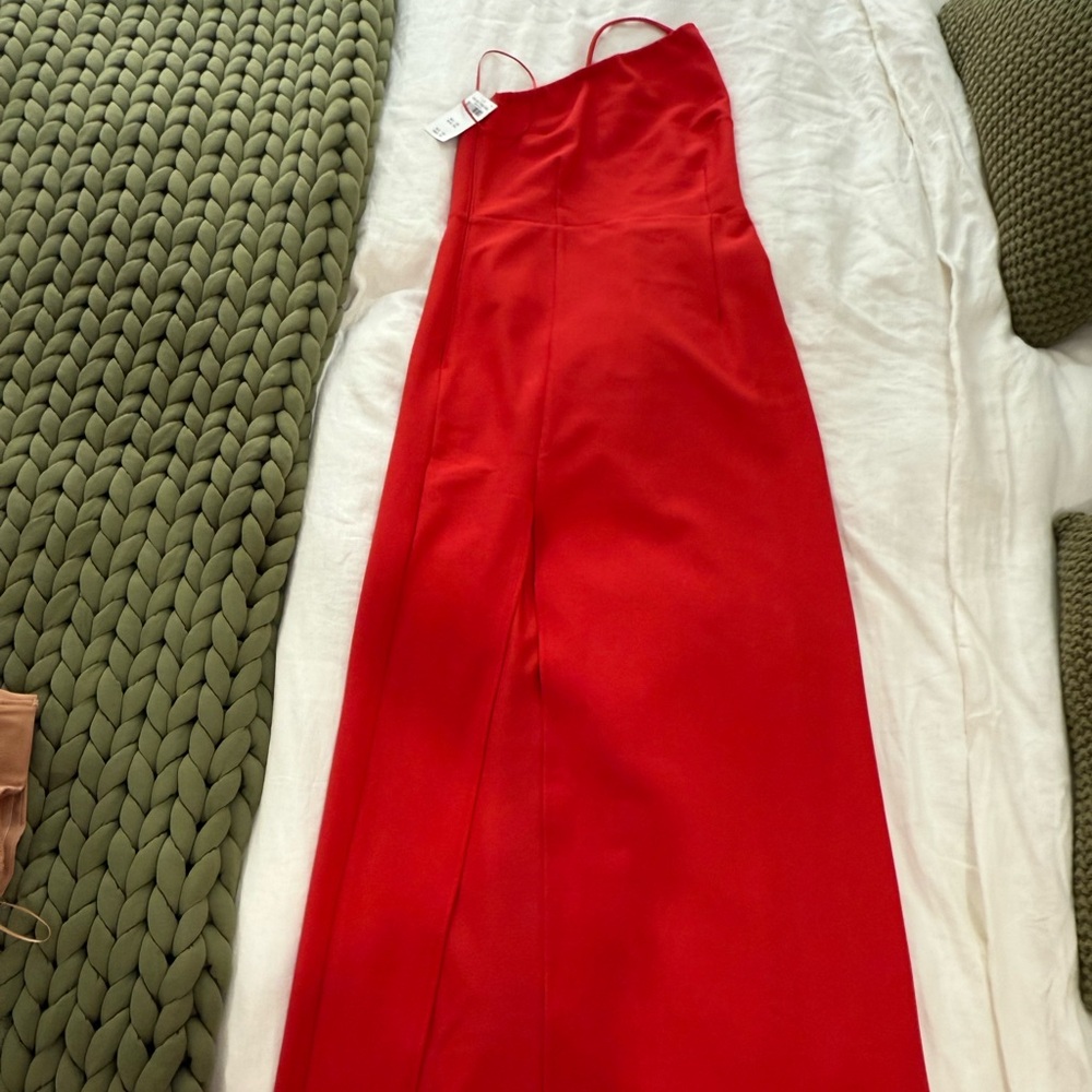 Abercrombie & Fitch Red and White Spaghetti Strap Slip Dress